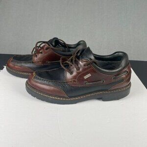 Johnston & Murphy Boat Loafer Shoes Men's 9 M Brown black Leather 3 Eye Lug Moc